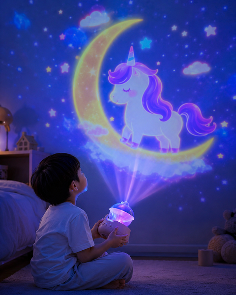 Дитячий нічник проектор зоряного неба Bluetooth Fairy Tale E11 акумуляторний світильник карусель 6 змінних картинок з LED підсвічуванням та музикою M16894 фото