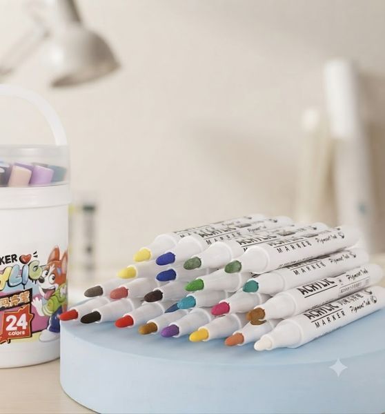 Акварельні маркери 24 Water color pen / Набір маркерів у білому відерці / Художні маркери 2053837 фото