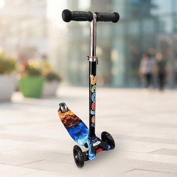 Самокат Scooter з підсвічуванням коліс для дівчинки та хлопчика синій 252036Z/4 фото
