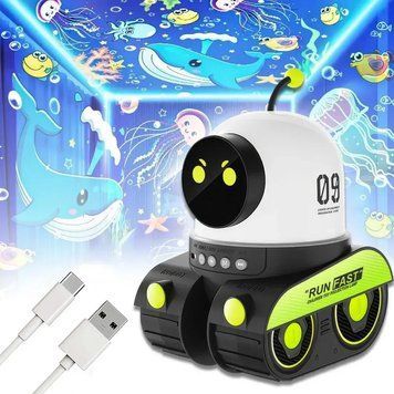 Проектор-нічник "Робот" WH-E03 музичний акумуляторний з Bluetooth та LED-підсвічуванням M17025 фото