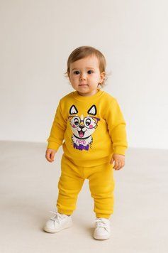 Костюм теплий для дівчинки "Песик" жовтий 1111123/86 фото
