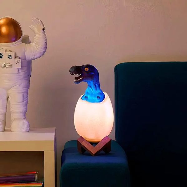 Дитячий світильник SUNROZ 3D Dinosaur Lamp лампа-нічник "Динозаврик у яйці" з пультом ДУ 205000000 фото